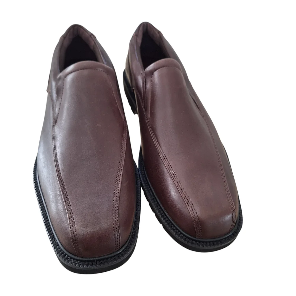 Capital by Rockport Men's Brown Leather Slip On Comfort Loafers Dress Shoes 11M